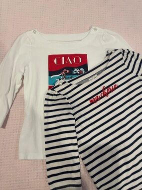 Set of 2 Janie and Jack Girls' French quarter sleeve shirts